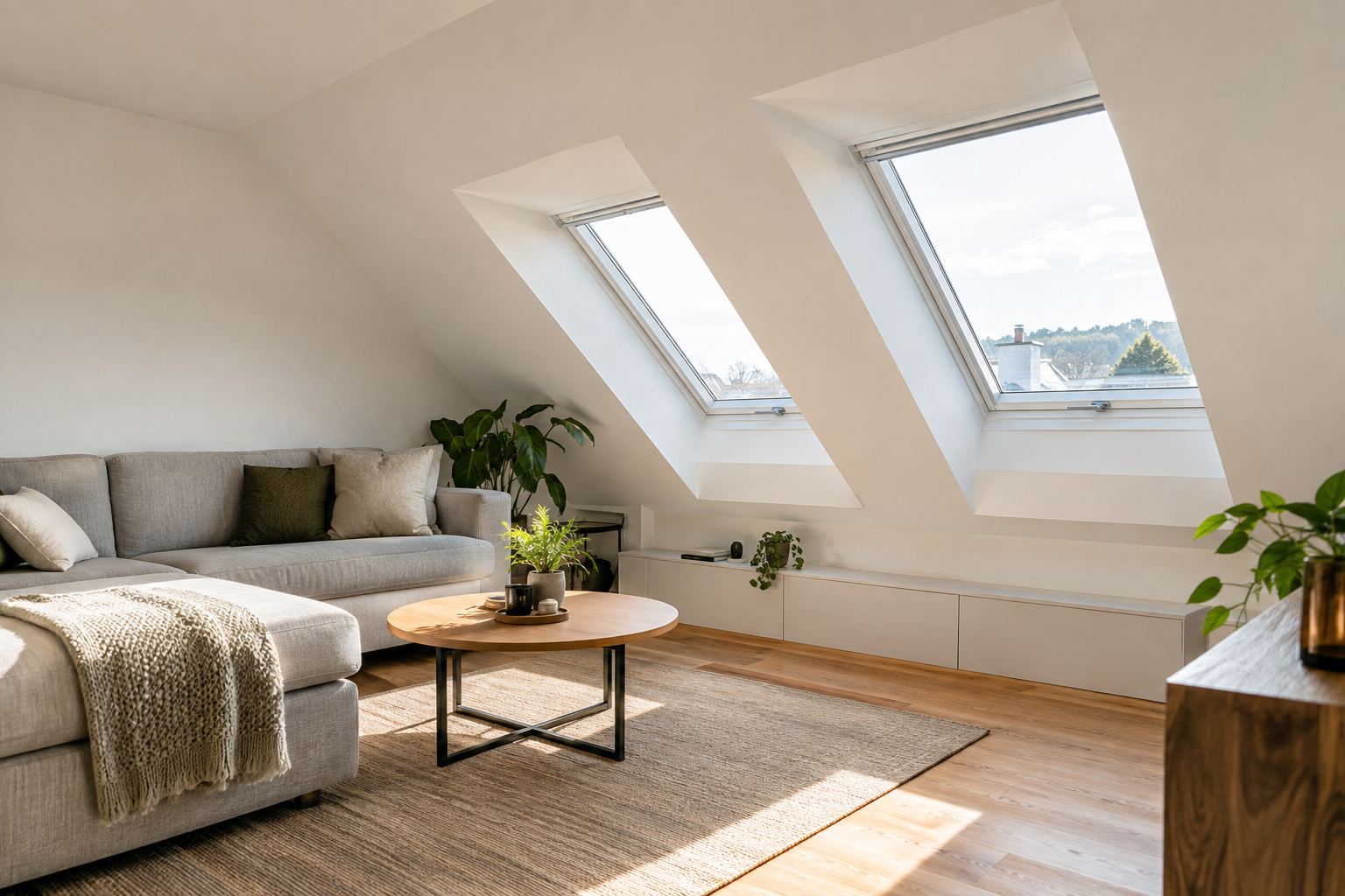 Helles ausgebautes Dachgeschoss mit Dachfenstern